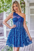 Load image into Gallery viewer, One Shoulder A Line Corset Short Prom Dress with Beading