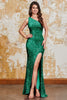 Load image into Gallery viewer, Glitter Black Mermaid One Shoulder Sequins Prom Dress With Slit