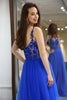 Load image into Gallery viewer, A Line Royal Blue Long Corset Prom Dress With Appliques