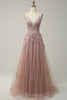 Load image into Gallery viewer, A-Line Spaghetti Straps Blush Long Prom Dress with Appliques