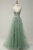 Load image into Gallery viewer, A-Line Spaghetti Straps Blush Long Prom Dress with Appliques