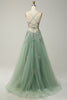 Load image into Gallery viewer, A-Line Spaghetti Straps Blush Long Prom Dress with Appliques