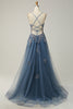 Load image into Gallery viewer, A-Line Spaghetti Straps Blush Long Prom Dress with Appliques