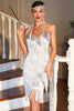 Load image into Gallery viewer, Black Roaring 20s Gatsby Fringed Flapper Dress