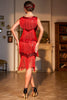 Load image into Gallery viewer, Red Fringed Roaring 20s Sequins Dress