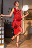 Load image into Gallery viewer, Red Fringed Roaring 20s Sequins Dress