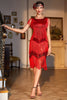 Load image into Gallery viewer, Red Fringed Roaring 20s Sequins Dress