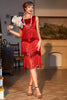 Load image into Gallery viewer, Red Fringed Roaring 20s Sequins Dress