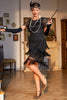 Load image into Gallery viewer, Black Beaded Gatsby Fringed Flapper Dress