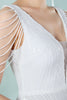 Load image into Gallery viewer, White Deep V Neck Mermaid Evening Dress