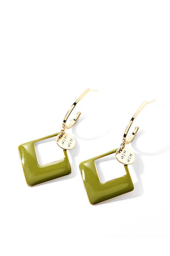 Green Geometric Fashion Earrings