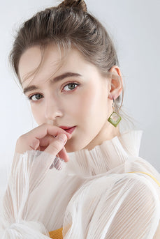 Green Geometric Fashion Earrings