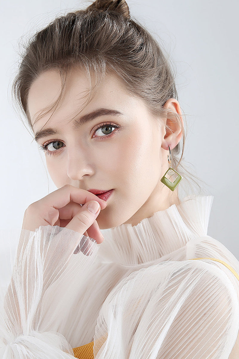 Load image into Gallery viewer, Green Geometric Fashion Earrings