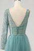 Load image into Gallery viewer, Grey Green A-Line Sparkly Sequin Long Corset Prom Dress