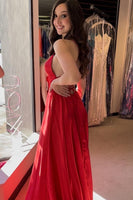 Load image into Gallery viewer, Royal Blue Halter Backless A Line Prom Dress