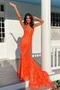 Load image into Gallery viewer, Fuchsia Deep V Neck Sequin Mermaid Prom Dress