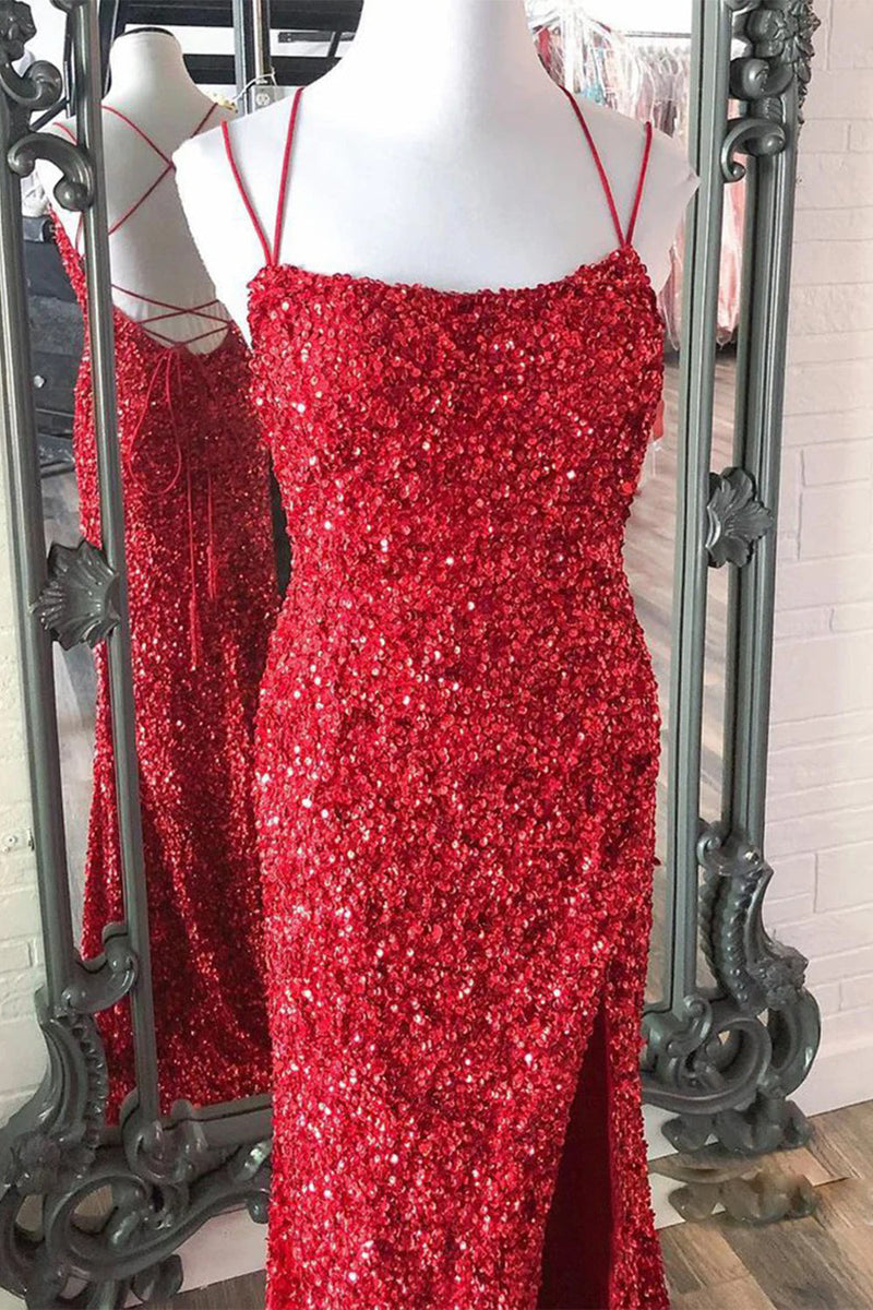 Load image into Gallery viewer, Mermaid Glitter Sequins Sexy Golden Backless Long Prom Dress