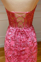 Load image into Gallery viewer, Pink Strapless Prom Dress with Appliques_4
