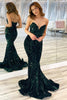 Load image into Gallery viewer, Strapless Sequins Royal Blue Mermaid Prom Dress