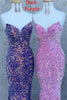 Load image into Gallery viewer, Strapless Sequins Royal Blue Mermaid Prom Dress