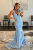Load image into Gallery viewer, Blue Sequins Mermaid Prom Dress
