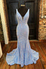 Load image into Gallery viewer, Blue Sequins Mermaid Prom Dress