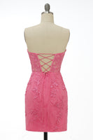 Load image into Gallery viewer, Sheath Sweetheart Yellow Short Prom Dress with Appliques