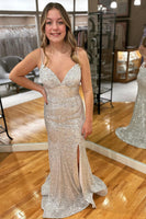 Load image into Gallery viewer, Pink Sequins Mermaid Prom Dress