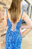 Load image into Gallery viewer, Sparkly Blue Sheath Sequins Long Prom Dress with Slit