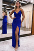 Load image into Gallery viewer, Sparkly Royal Blue Sequins Long Prom Dress with Slit