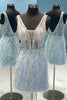 Load image into Gallery viewer, Red Beaded Sequins Tight Prom Dress with Feathers