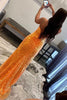 Load image into Gallery viewer, Sparkly Orange Sequins Long Prom Dress with Slit