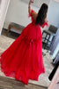 Load image into Gallery viewer, Red A-Line Corset Long Prom Dress with 3D Flowers