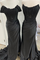 Load image into Gallery viewer, Queendancer Sparkly Black Beaded Mermaid Long Prom Dress with Slit _2