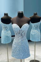 Load image into Gallery viewer, Sheath Sweetheart Yellow Short Prom Dress with Appliques