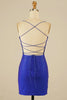 Load image into Gallery viewer, Royal Blue Halter Beaded Tight Short Prom Dress