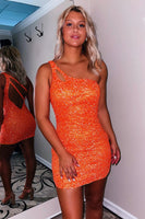 Load image into Gallery viewer, Sparkly Green One Shoulder Sequins Party Dress