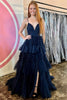 Load image into Gallery viewer, Red Tulle Spaghetti Straps Long Prom Dress