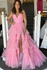Load image into Gallery viewer, Red Tulle Spaghetti Straps Long Prom Dress