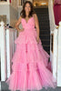 Load image into Gallery viewer, Red Tulle Spaghetti Straps Long Prom Dress