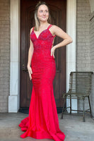 Load image into Gallery viewer, Lavender Rhinestone Spaghetti Straps Mermaid Prom Dress