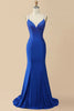 Load image into Gallery viewer, Mermaid Spaghetti Straps Red Long Prom Dress with Criss Cross Back
