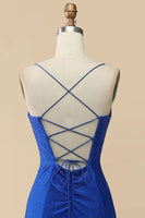 Load image into Gallery viewer, Mermaid Spaghetti Straps Red Long Prom Dress with Criss Cross Back