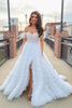 Load image into Gallery viewer, Princess A Line Off the Shoulder Pink Long Prom Dress with Feather