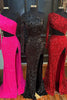 Load image into Gallery viewer, Sheath One Shoulder Red Sequins Long Prom Dress with Silt