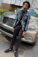 Load image into Gallery viewer, Flower Black Shawl Lapel Prom Blazer for Men
