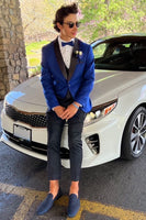 Load image into Gallery viewer, Royal Blue Shawl Lapel Men&#39;s Prom Blazer
