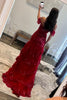 Load image into Gallery viewer, Dark Red Off The Shoulder Tiered Prom Dress