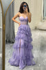 Load image into Gallery viewer, Glitter Purple Sweetheart Long Corset Tiered Prom Dress With Slit