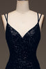 Load image into Gallery viewer, Sparky Black Long Prom Dress with Slit_4